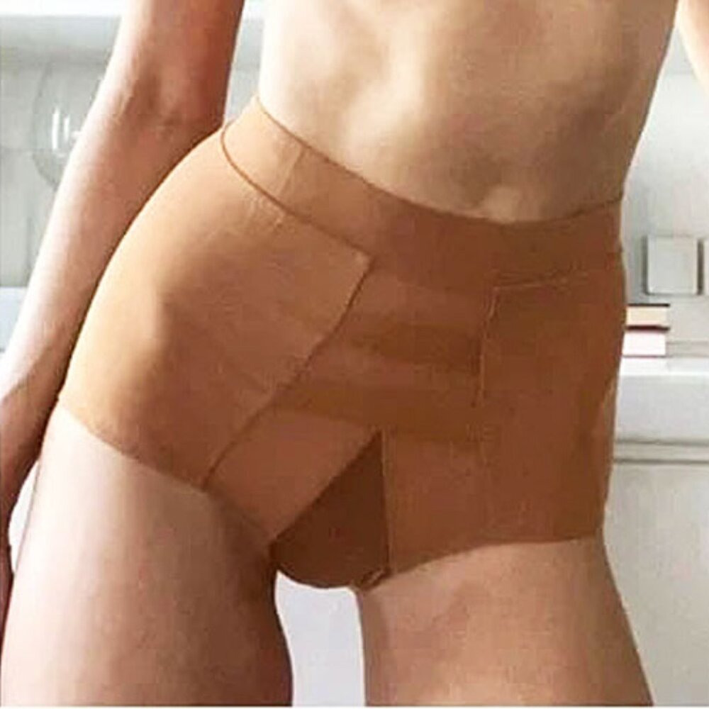 *50off3* NWT HAH Hi Wasted Panty S Brown Sugar High Mesh Satin